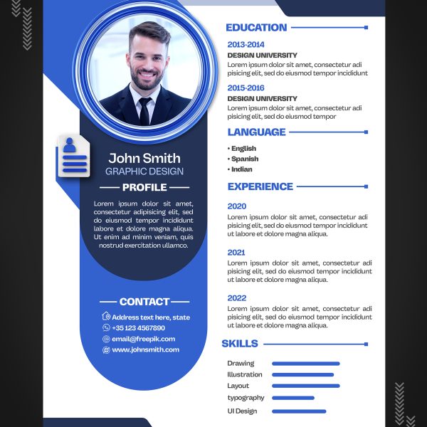 Template curriculum vitae graphic design 600x600